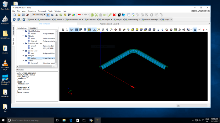 Visual study descriprion in Salome-Meca AsterStudy module on Windows